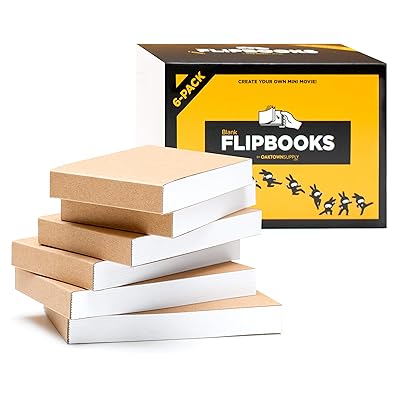 Blank Flipbooks (Flip Book) for Animation, Sketching, and Cartoon Creation - 6 Pack, 4.5&rdquo; x 2.5&rdquo;, 180 Pages (90 Sheets) :: Thick, No Bleed Drawing Paper with Sewn Binding : Fun, Creative Craft for Kid