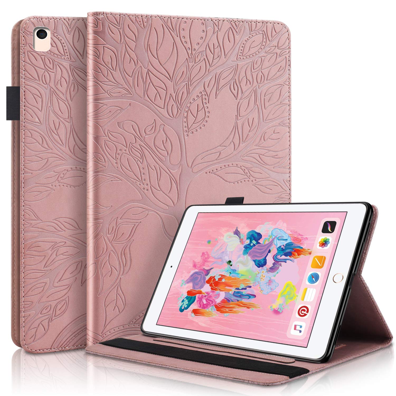 Succtop Case for iPad 5th/6th Generation 2017/2018 iPad Air/iPad Air 2 9.7 Inch PU Leather Flip Wallet Cover Auto Sleep/Wake Function Smart Protective Cover for iPad 9.7" 5th/6th Generation Red