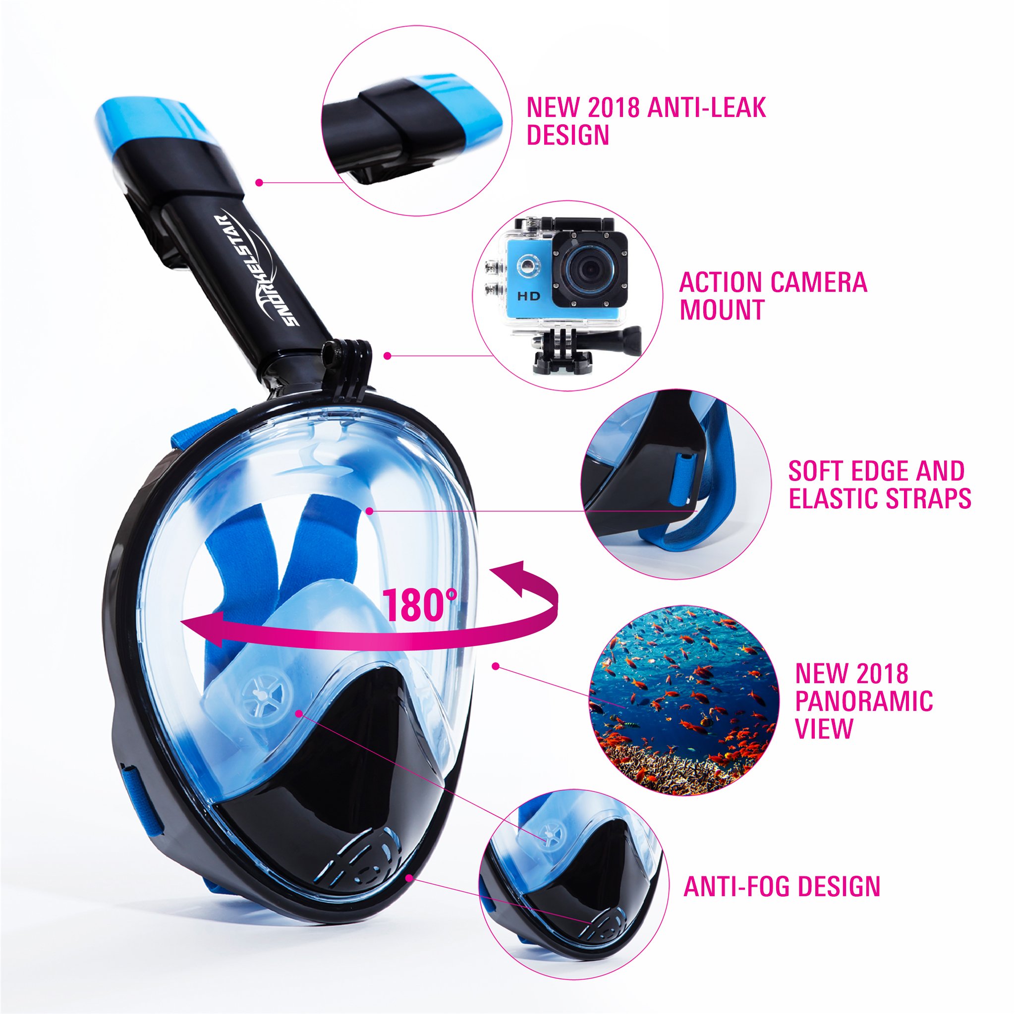 SNORKELSTAR Full Face Snorkel Set (Mask + Fins + Anti Fog + Drybag) BSA Soar