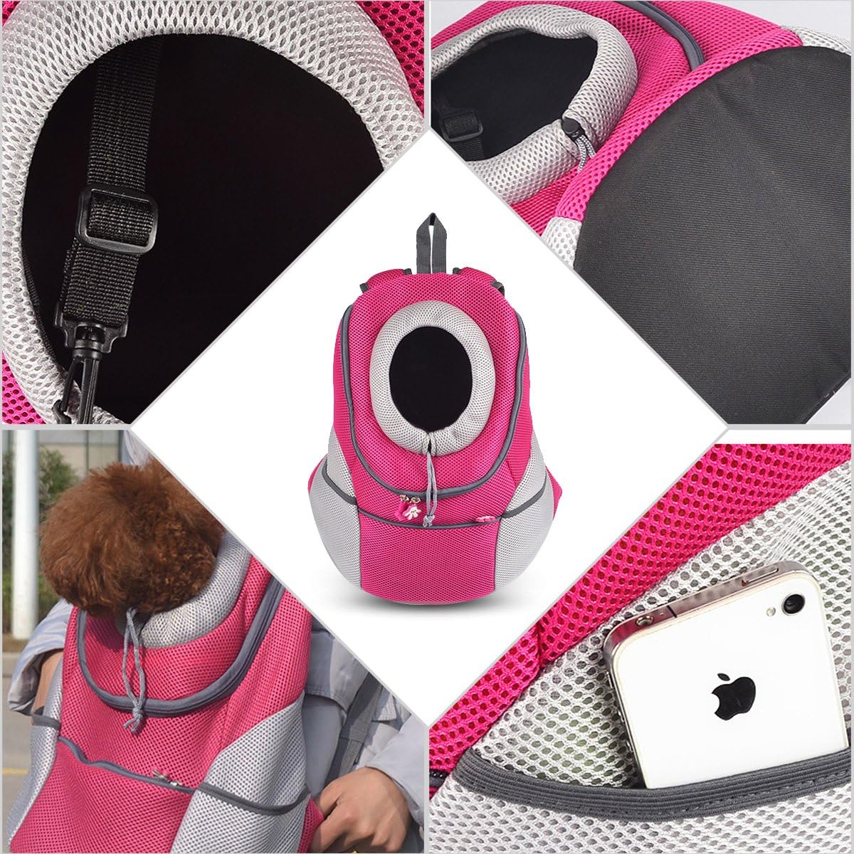 PETCUTE Breathable Pet Carrier Backpack for Small Dogs Cat Up to 6.8KG,Hands-Free Pet Travel Bag with Head-Out Design and Waterproof Bottom,Adjustable Cat Backpack for Hiking & Travel,Black,XL - Image 5