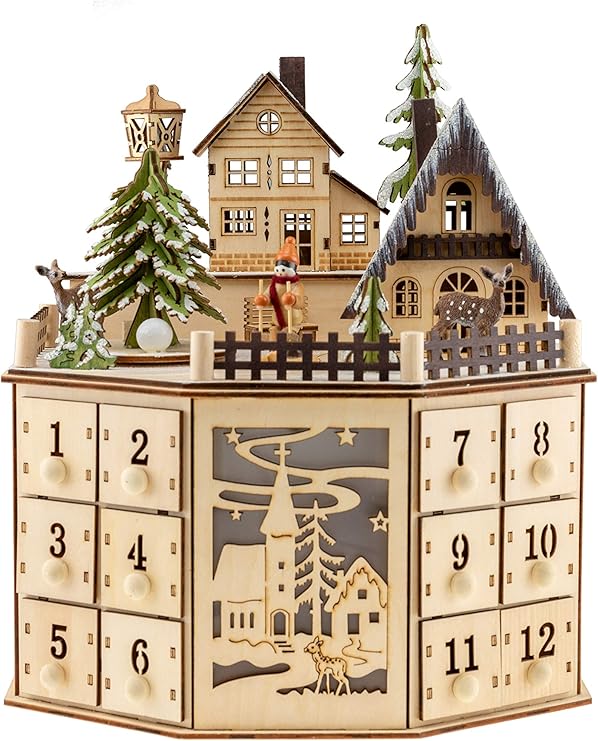 Amazon Com Clever Creations Traditional Wooden Advent Calendar