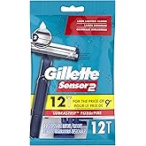 Gillette Sensor2 Fixed Head Men's Disposable Razors, 12 Count