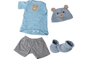 EKOKIZ Reborn Baby Dolls Clothes for Boys and Girls 17-22 Inches Blue Bear Patterned Fashion Realistic Baby Doll Clothes Accessories Set for Newborn Baby Dolls Boy