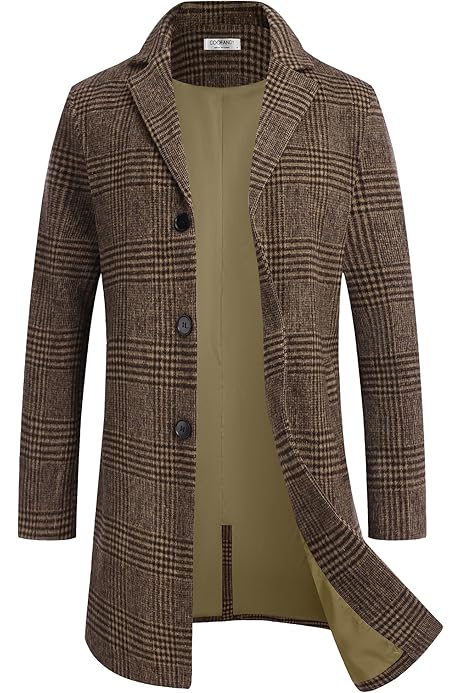 Fur Collar Plaid Mens Trench Coat New 2018 Spring Winter Men Faux