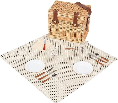 Trademark Innovations 15 Wicker Picnic Basket with Leather Carry Strap