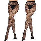 Pularlegs Women's Patterned Fishnet Tights Gothic Stockings High Waist Black Goth Pantyhose for Women