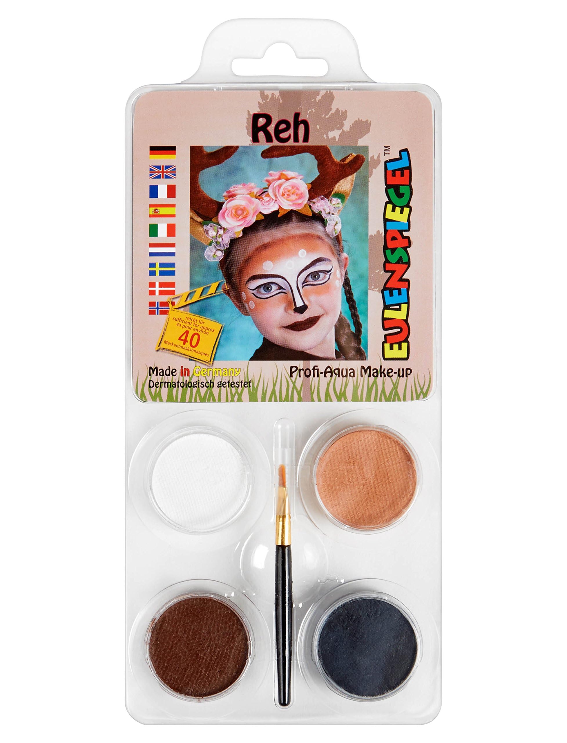 Eulenspiegel 205006 – Make Up Set Deer for Approx. 40 Masks, Make-Up Colours, Carnival, Theme Party