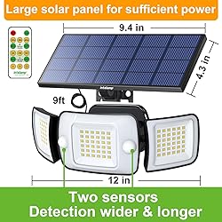 intelamp Solar Flood Lights Outdoor Waterproof, 2