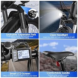Electric Bike for Adults, 26'' 1000W Peak Ebike, Up