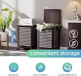 SMIBUY Double Laundry Hamper 120L Bamboo with Lid 2-Compartment Sorter view 7