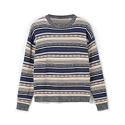 Women Y2K Argyle Striped Pullover Sweater Casual