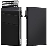 Wallet for Men Slim Aluminum Card Holder Wallet, RFID Blocking Minimalist Pop-Up Wallet, Compact Front Pocket Metal Business Card Case with Money Pocket, Gifts for Men