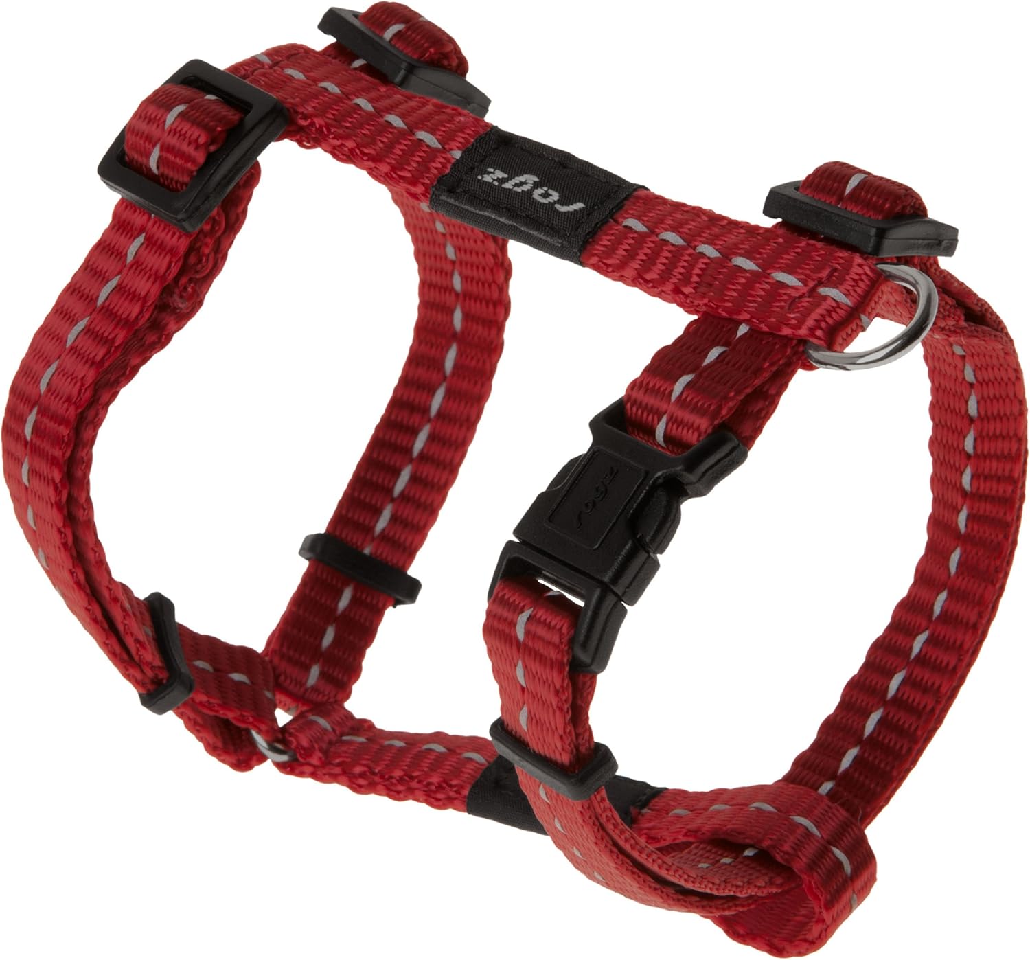 Reflective Adjustable H Harness for Small Dogs; matching collar and leash available, Red, 3/8" Small
