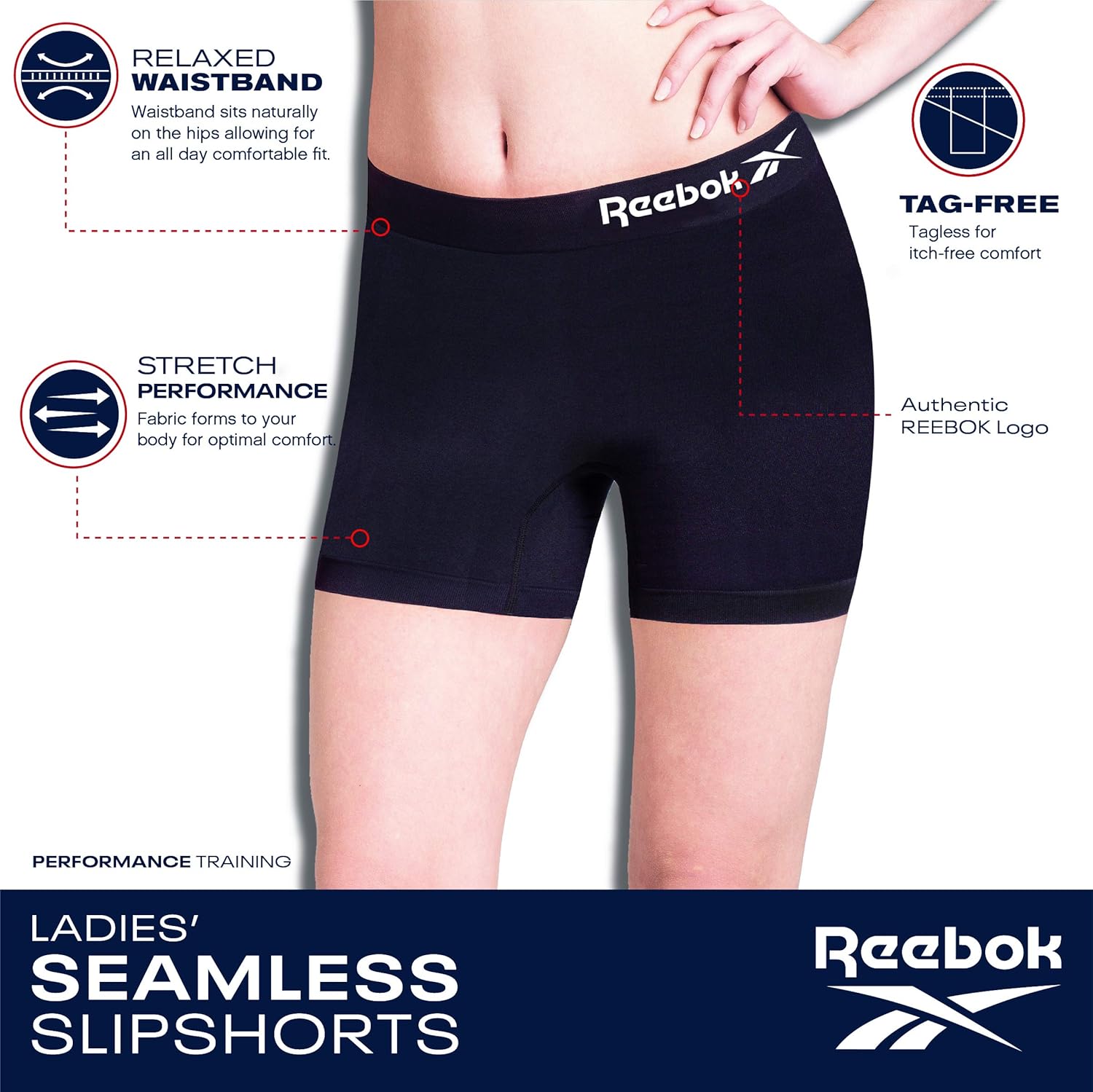 Reebok Women’s Underwear – Long Leg Seamless Slip Short Boyshort (3 pack) at  Women’s Clothing store