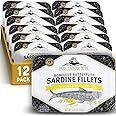 Brunswick Wild Caught Sardine Fillets in Mustard & Dill Sauce, 3.75 oz Can (Pack of 12) - 17g Protein per Serving - Gluten Free, Keto Friendly - Great for Pasta & Seafood Recipes