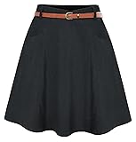 Belle Poque Women's Black Corduroy Skirt Flared