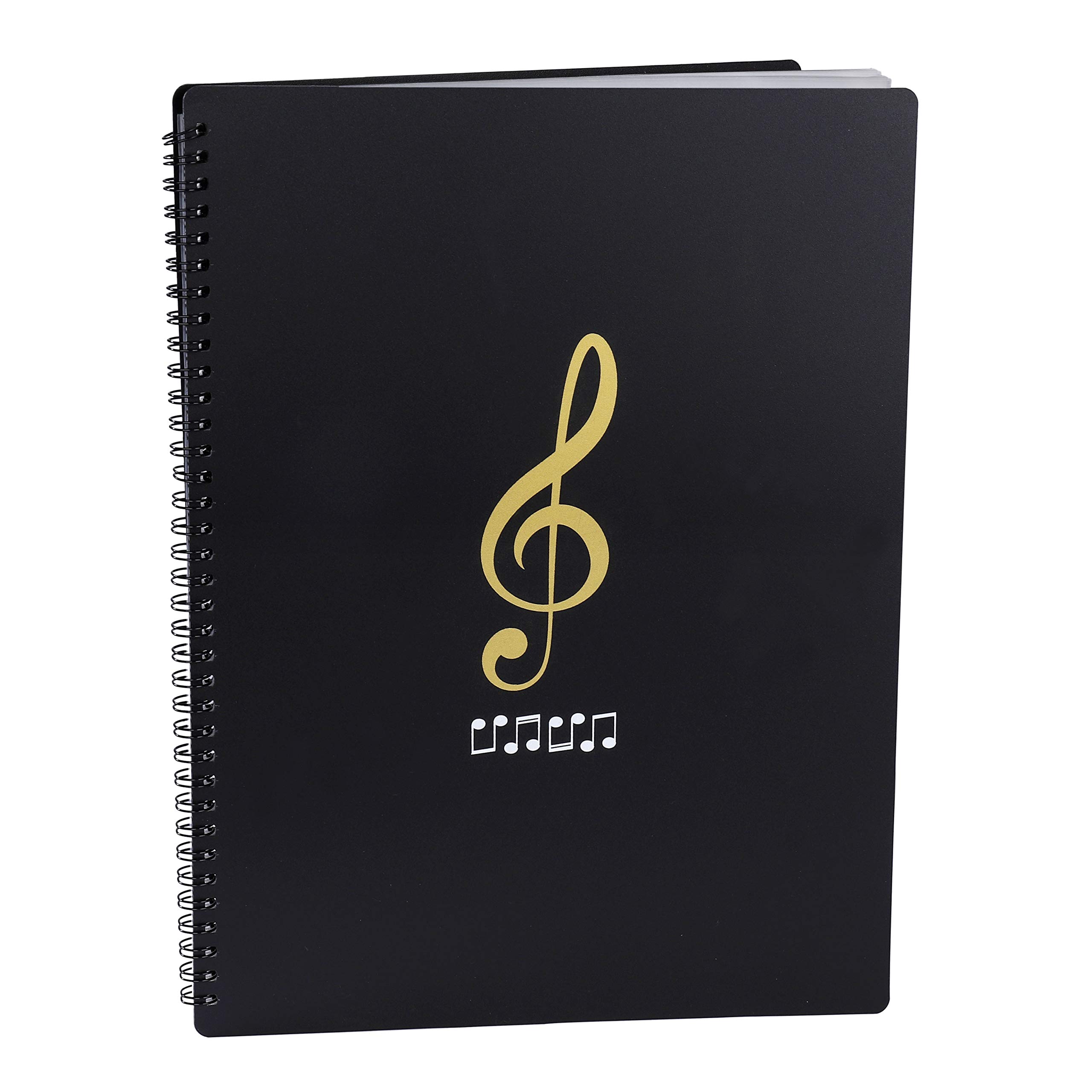 Music Sheet Folder Song File Clef Paper Storage Documents Holder Bag, Blank Plastic Concert Choral Folder A4 20 Pockets for Musicians and Band, Writable and 180-degree Spiral-Bound