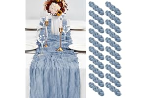 ABKLESACH 20 Pack Dusty Blue Table Runner 10Ft Cheesecloth Table Runner Boho Gauze Cheese Cloth Table Runners Romantic Long Sheer Fabric Table Runners for Wedding Party Bridal Shower