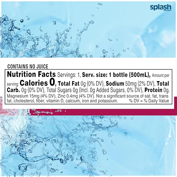 SPLASH REFRESHER FLAVORED WATER BOTTLES, WILD BERRY FLAVOR – 6-PACK, 16.9 FL OZ – REFRESHING FLAVORED BOTTLED WATER WITH ELECTROLYTES – ZERO SUGAR & ZERO CALORIES