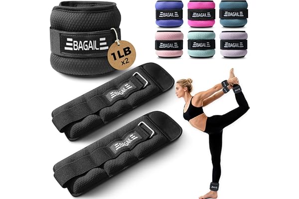BAGAIL Ankle and Wrist Weights for Women & Men, 1 Pair 1/2/4/6/8/10 LBS Leg Weight with Sleek Design & Secure Fit, Arm Weight