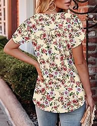 KISSMODA Women's Tunic Tops Casual V Neck Short
