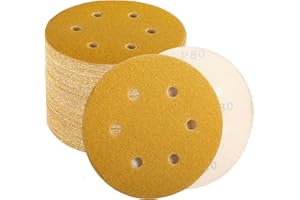 Keeimp 6 Inch Sanding Discs Hook and Loop, 80 120 220 320 400 Grit Sandpaper Disc for Orbital Sander, Professional for Automotive and Woodworking, 100 Pack(20 Pack for Each Grit)
