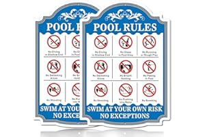 FKNSGR Pool Rules No Diving Sign 2 Pack, 10 x 14 inches Rust Free .040 Aluminum Pool Sign, UV Protected, Fade Resistant