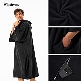Winthome Changing Bath Robe Surf Poncho Towel Hooded Black M view 5
