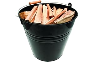VALIANT FUN Valiant Kindling & Ash Metal Bucket - Black (30cm Diameter)