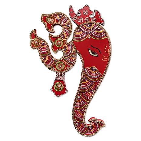 Buy Ethnic Avenue Indian Wall Decor Artwork From India Hindu God Ganesh With Om Wall Hanging Painting Online At Low Prices In India Amazon In