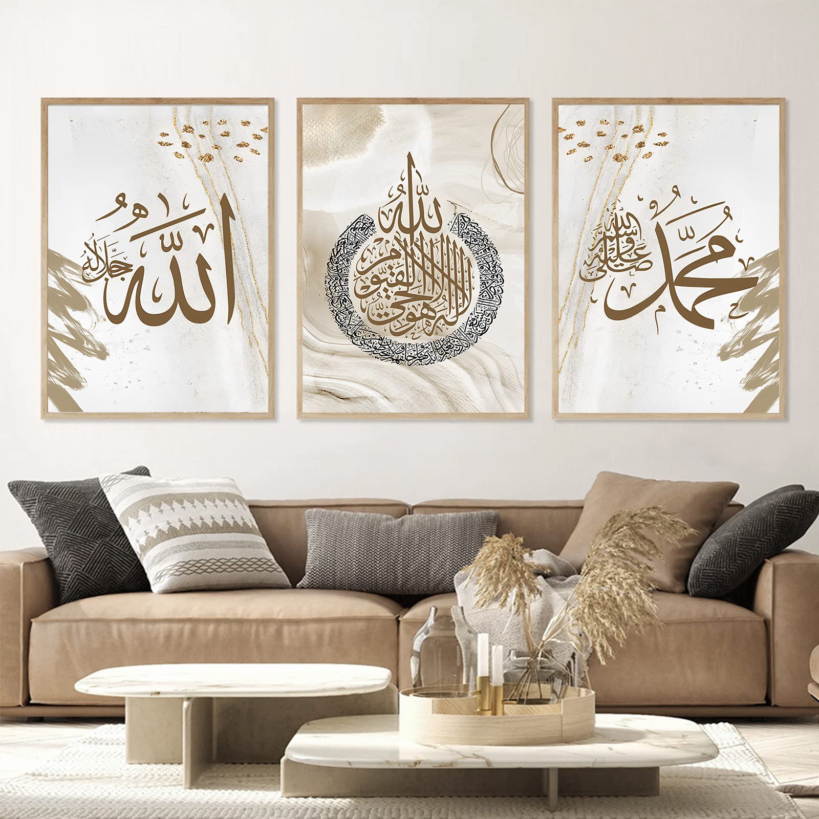 Islamic Canvas Prints Wall Art Muslim Art Painting Islamic Wall Decor Grey Muslim Posters for Wall Calligraphy Picture Islamic Arabic Wall Art Canvas Paintings for Living Room Bedroom 16x24inch