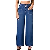roswear Wide Leg Jeans Woman High Waist Stretchy Loose Denim Pants