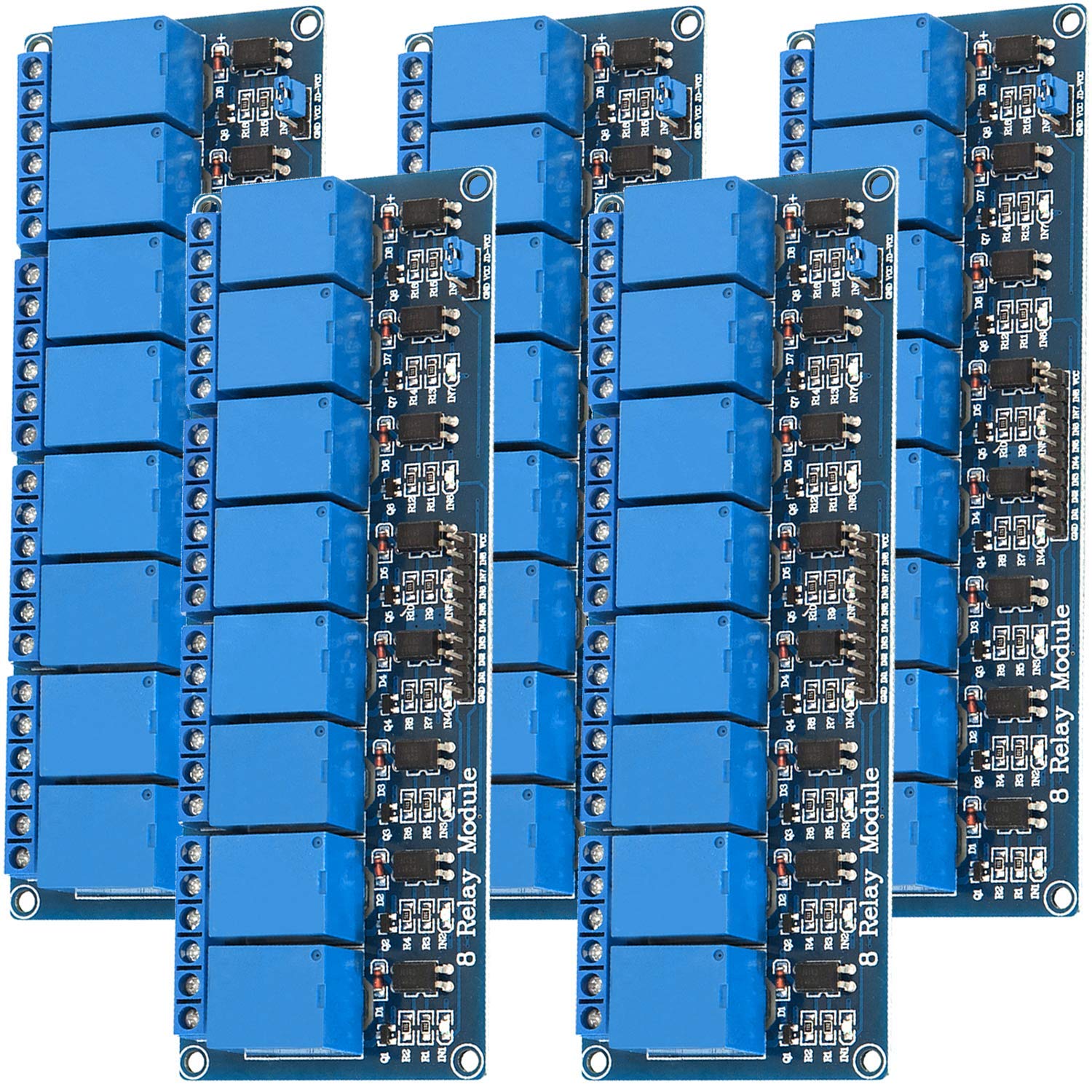 AZDelivery 5 x 8-Channel 5V Relay Module with Optocoupler Low Level Trigger compatible with Arduino Including E-Book!