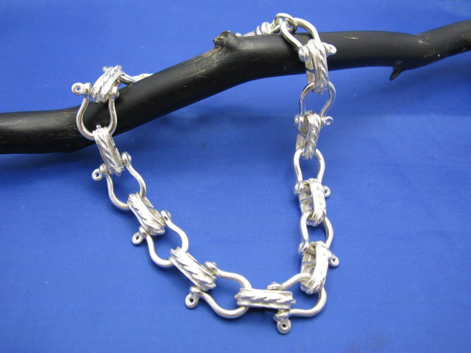 11mm Nautical Sterling Silver Shackle Link Bracelet with Swivel Clasp