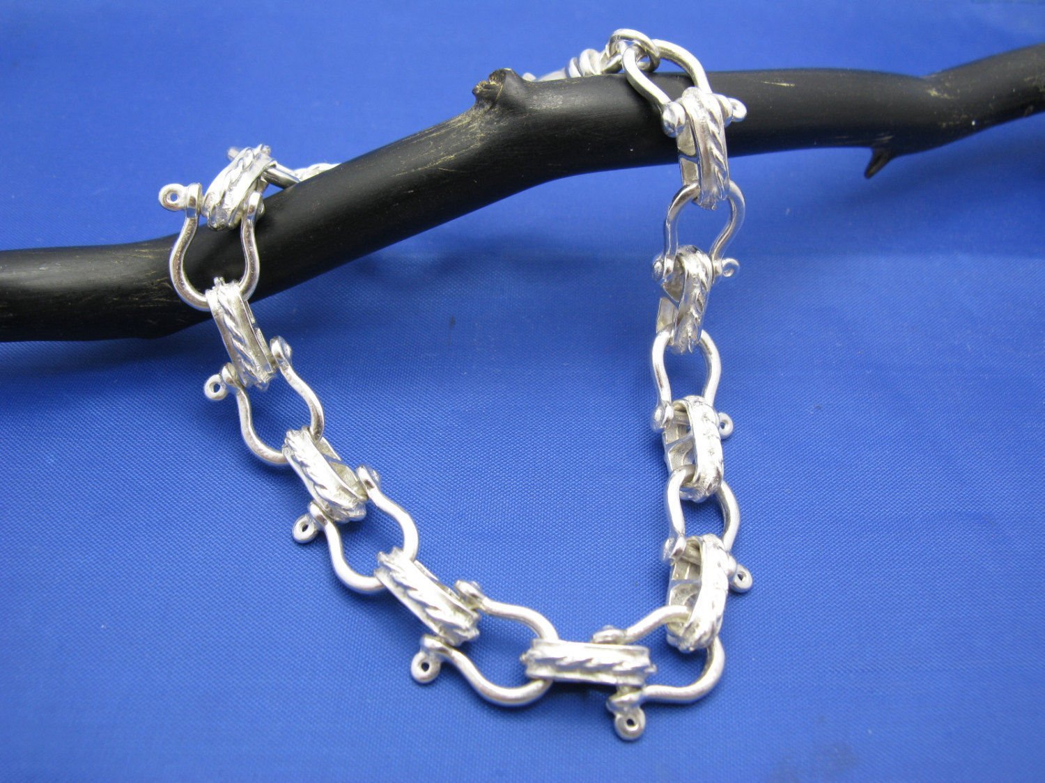 11mm Nautical Sterling Silver Shackle Link Bracelet with