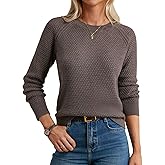 GRACE KARIN Women's Fall Knit Sweater Top, Long Sleeve Merino Wool Blend Pullover, Casual Crewneck Waffle Clothes 2025