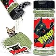 Fiend Catnip +SilverVine for Cats for Cats | Hands-Free Shaker | Safety-Cut Premium Cat Nip with Vegan Silvervine + Sticker | Ultra Potent and Super Soft Catnip Silvervine Blend 1 Cup Shaker
