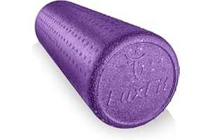 LuxFit High Density Foam Roller for Back Pain Legs and Muscles Extra Firm with Online Instructional Video (Solid Purple, 24-Inch)