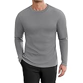 Ekouaer Men's Long Sleeve Shirts Honeycomb Waffle Pullover Sweater Crewneck Thermal Tops Lightweight Undershirts