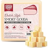 Farmers Market Dutch Style Smokey Gouda Cheese Block, Gluten Free, 6oz | Wisconsin Smoked, Creamy and Buttery Flavor, Zero Sugar, Low Sodium Snack