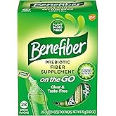 Benefiber On The Go Prebiotic Fiber Supplement Powder for Digestive Health, Daily Fiber, Unflavored - 28 Sticks (3.92 Ounces)