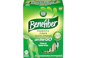 Benefiber On The Go Prebiotic Fiber Supplement Powder for Digestive Health, Daily Fiber, Unflavored - 28 Sticks (3.92 Ounces)