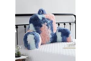 Hobed Life Faux Fur Reading Pillows - Big Size 30x17x17 Inches with Premium Pure White Micro Fiber Stuffing, Students & Kids Backrest Pillow, Bed Rest Pillow, Unique Colorful Design, Awesome Gift