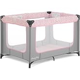 Dream On Me Zodiak Portable Playard, Compact for Travel, Carry Bag, Gray &amp; Pink