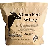 Raw Grass Fed Whey Protein Powder – Unflavored, Only 1 Ingredient: 100% Pure Grass-Fed Whey from Happy, Healthy Cows – Undenatured, Non-GMO, Hormone-Free, Gluten-Free, Made in USA, 5LB