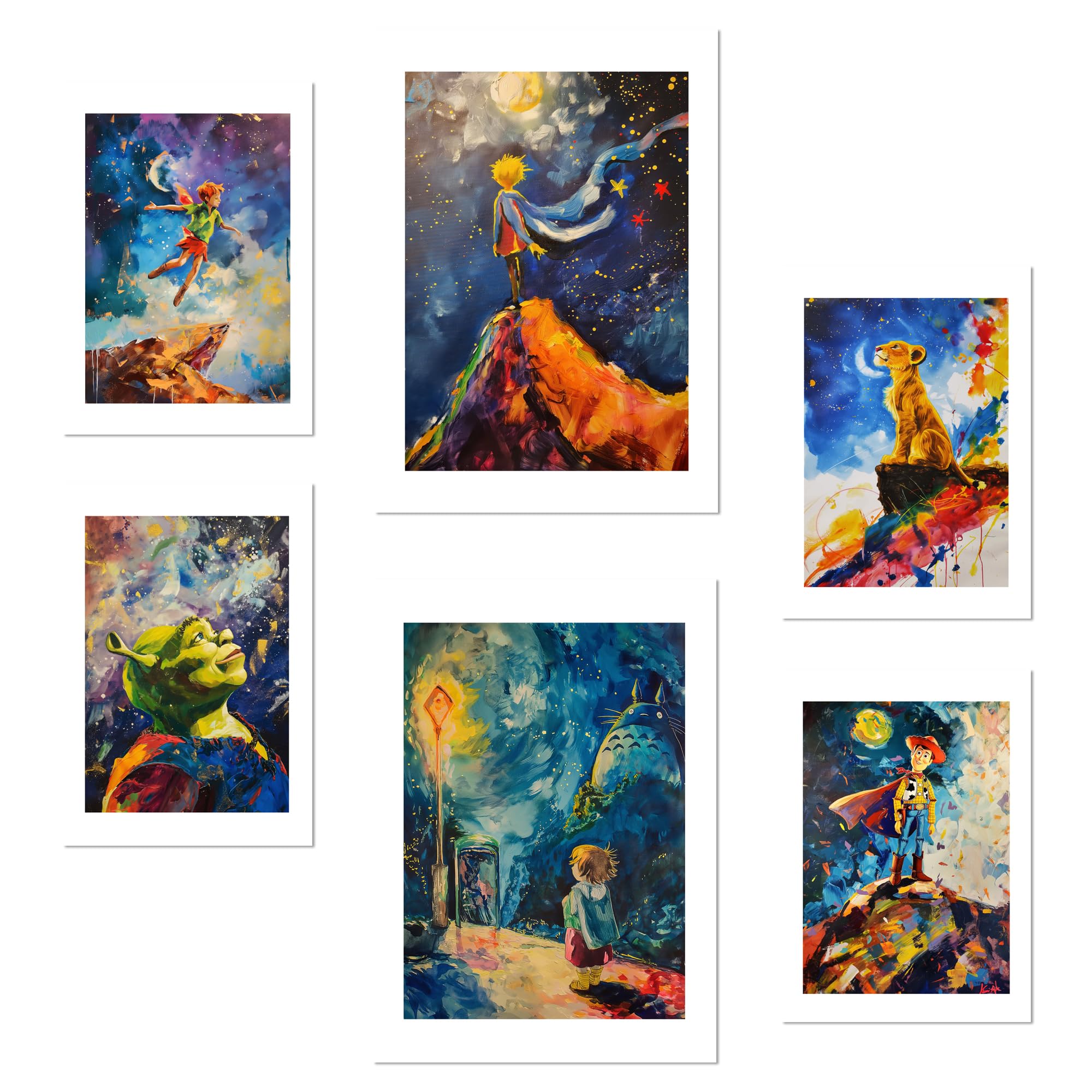 Nacnic Set of 6 Children'S Characters Posters with design illustration to decorate the walls of home. Rooms, office, shop, business. A3 and A4 size. Frameless.