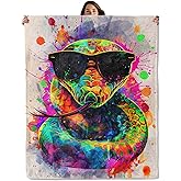 Colorful Snake Throw Blanket for Boys Girls Kids Adults Women, Fuzzy Warm Soft Cozy Flannel Blankets Gifts for Bedroom, Couch, Travel, Home Decor 50x60 in
