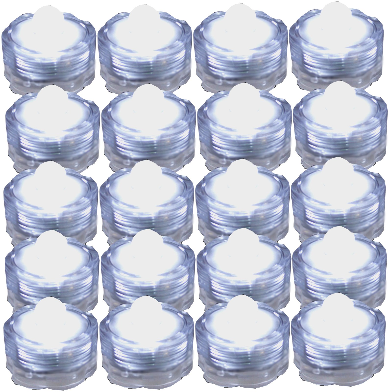 SUPER Bright LED Floral Tea Light Submersible Lights For Party Wedding (White, 20 Pack) by JYtrend