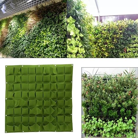 Amazon Co Jp 72ポケット 植物栽培バッグ 植え袋 植物育成バッグ 垂直緑化壁掛けプランター 植物の壁 壁飾り 布プランター 不織布 通気性 庭園芸用 屋内 屋外 園芸 ガーデン庭 植物育成 野菜栽培 グリーン Diy 工具 ガーデン