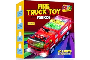 ZETZ BRANDS 2025 Upgraded Fire Truck Toy for Boys, Girls, Kids, 4D LED Lights, Toddlers - Age 3+ Fire Engine Push Toy Car for Little Fireman Real Firetruck Siren Sound, Bump & Go – Ideal Birthday (Volume Control)